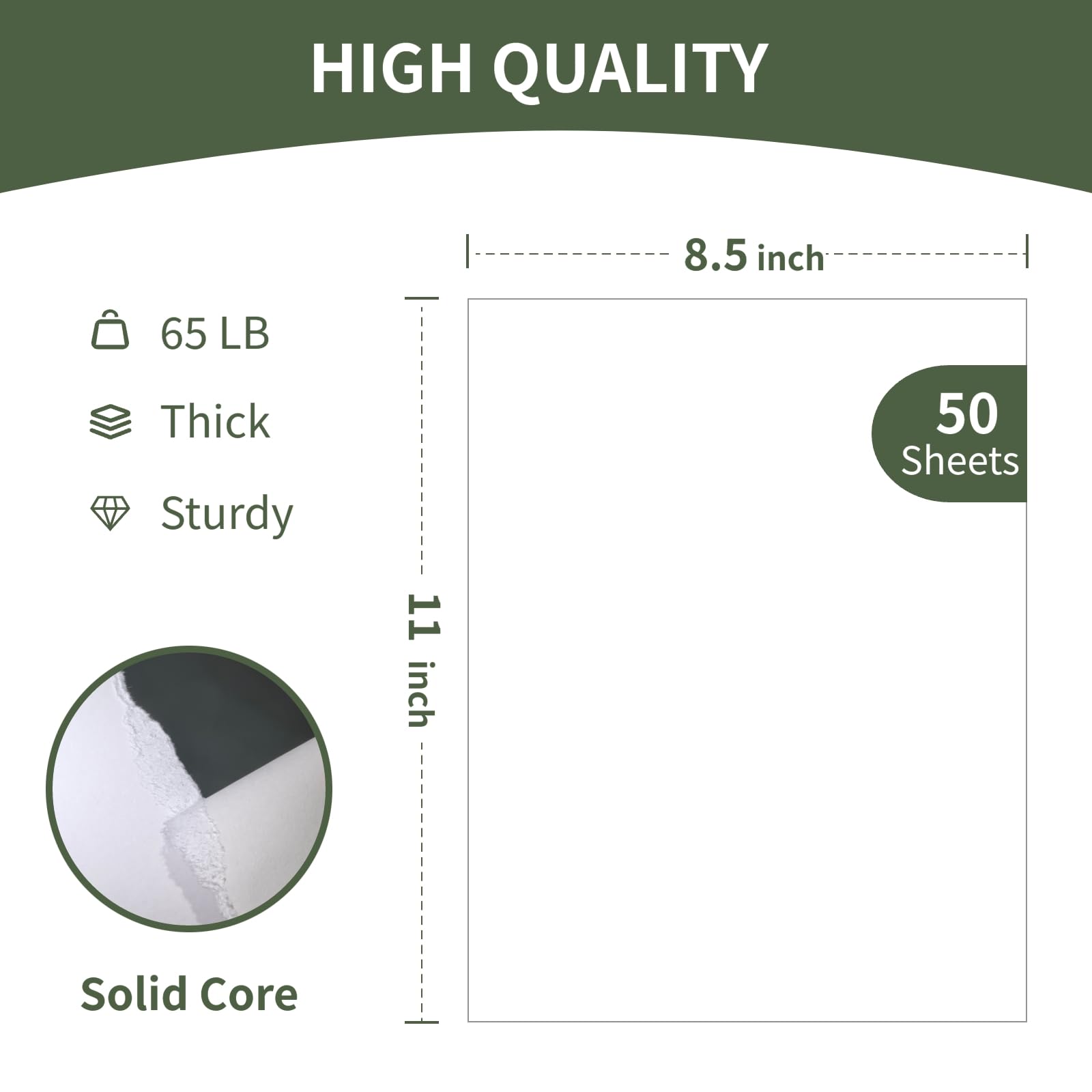 Cartulina blanca de 8.5 x 11 pulgadas, 50 hojas de papel de impresora de cartulina de 65 libras, papel blanco de 8.5 x 11 pulgadas, papel blanco para hacer tarjetas, impresión de oficina, arte,