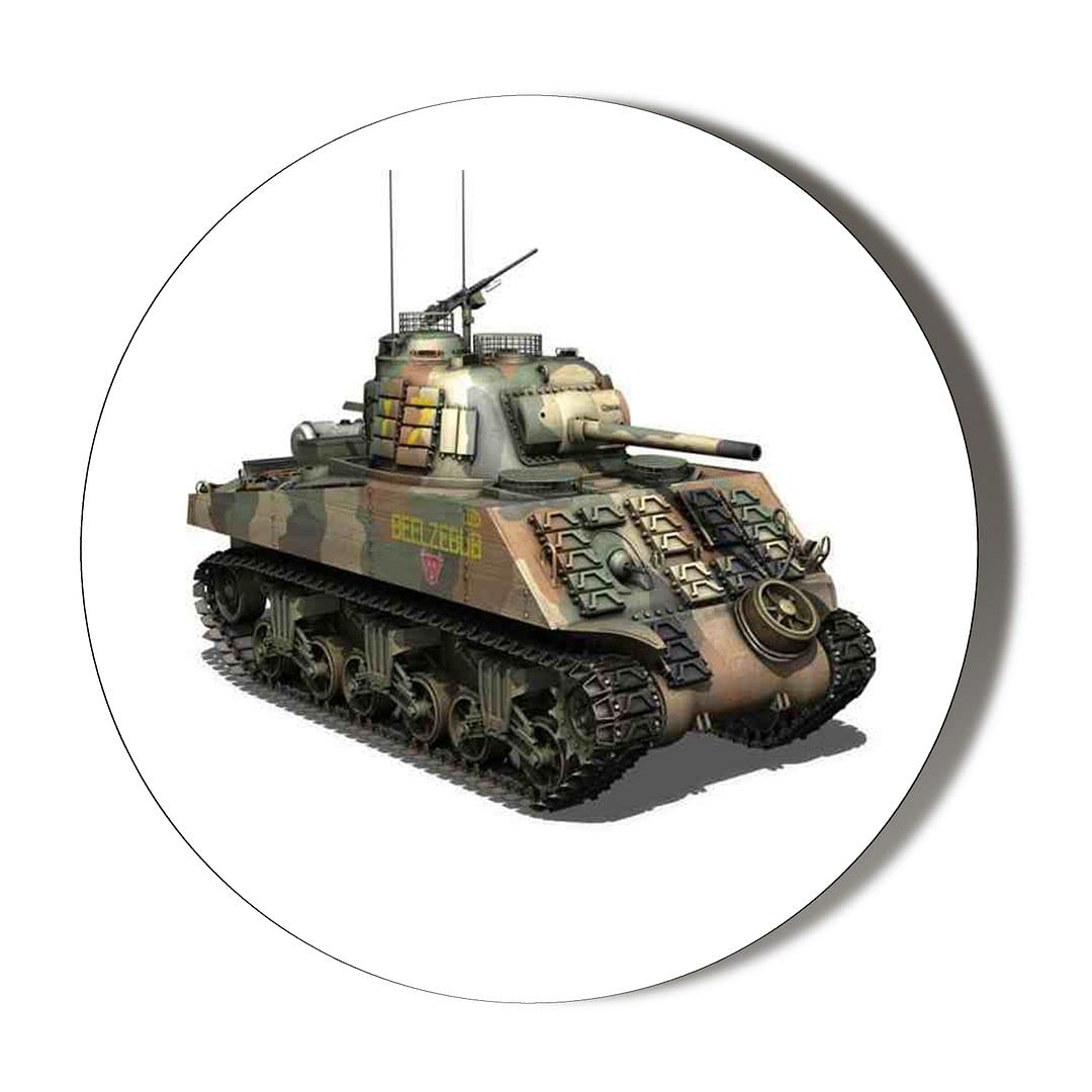 Gift Insanity White Sherman Tank 45Mm Fridge Magnet