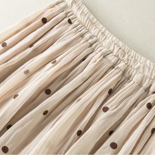 Women's Fall High Waist Flowy Maxi Skirt Elastic Waist Polka Dots Dressy Casual Loose Fit Pleated Long Skirts3