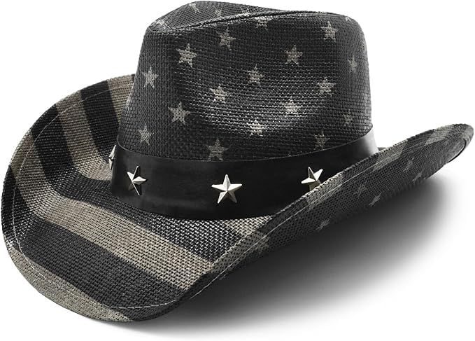 Image of Peter Grimm Straw Round Up Cowboy Hat - Stylish and Versatile Straw Hat for Men and Women - One Size