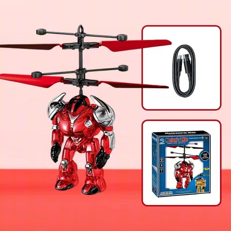 Image of Advanced Gesture-Control Flying Robot Toy, Smart RC Hover Drone with LED Lights & USB Rechargeable Design, Durable Unbreakable Indoor Fun Toy for Kids, for Boys & Girls (Ages 5-10)