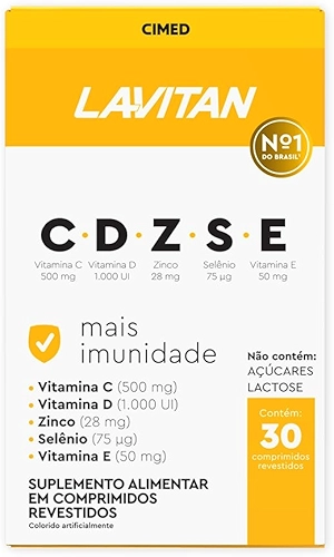 Suplemento Alimentar Imunidade CDZSE, Branco, Lavitan, 30 cápsulas