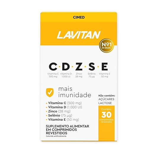 Suplemento Alimentar Imunidade CDZSE, Branco, Lavitan, 30 cápsulas