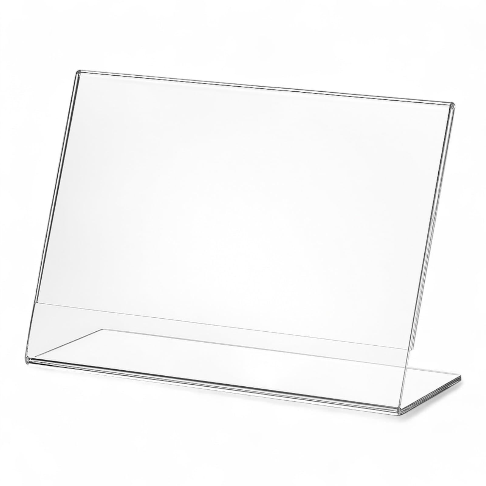Shoplines Supplies Clear Acrylic Poster Holder Display Stand – Perspex Lean Back Sign Holder–Plastic Display Frame for Menus, Leaflets, Signs & Notices