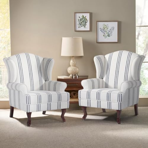 Sillón Retro Tela Rayada Azul Marino miniatura 6
