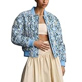 Eigenschaften: Diese Bomberjacke for Damen im College-Stil ist mit einem Gänseblümchen-Print for einen unverwechselbaren Look gestaltet. Mit Reißverschluss, Stehkragen, langen Puffärmeln, gerippten Bündchen und Saum sowie verkürzter Länge können Sie mit dieser süßen Bomberjacke Ihren eigenen Stil zeigen.