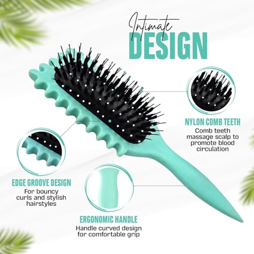 Image of Curly Hair Styling Brush with Soft Bristles, Vented Hair Brush with Pointed Handle for Curl Definition, Hair Sectioning and Everyday Hair Styling