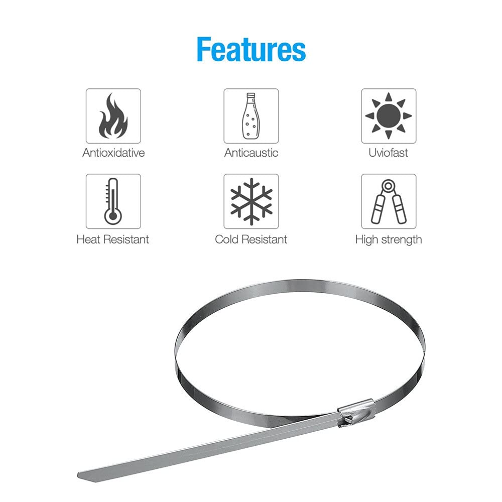 Fascette stringicavo, fascette stringicavo 100 pezzi fascette stringicavo in acciaio inox fascette stringicavo autobloccanti resistenti fascette stringicavo multiuso fascette stringicavo in metal