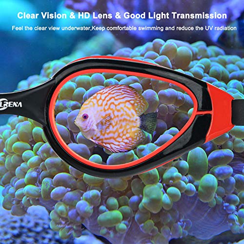 Image of PHELRENA Swim Goggles, 2019 Electroplated Swimming Goggles, Anti Fog,No Leaking,UV Protection,Shatter-Proof, Clear Wide Vision Triathlon Swim Goggles for Women Men Adult with Free Nose Clip Ear Plugs