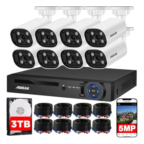 La Mejor Lista de Kit de Camaras Dahua los más solicitados. 39 ASECAM 5MP Kit de Camaras de Seguridad Exterior, 8CH DVR + 8 5MP Cámaras de Vigilancia con Audio, Detección de Caras/Vehículos, Visión Nocturna, Detección Movimiento, IP67...