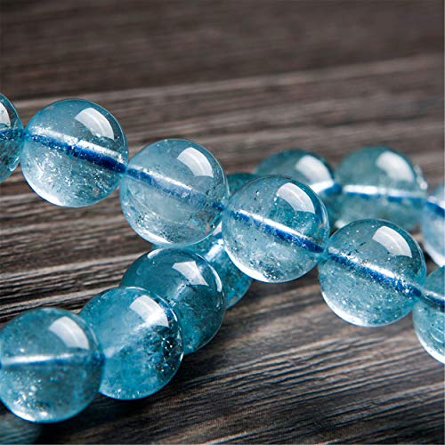 10mm Genuine Blue Natural Topaz Crystal Gemstone Stretch Round Bead Bracelet4