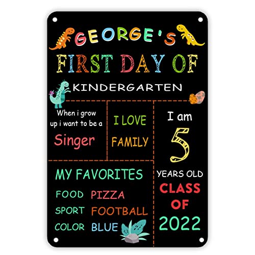 Cartello in metallo per il primo giorno di scuola george 's first day of kindergarten signs welcome back to school targa in metallo decorazione per aula arcobaleno matita scarabocchiare vintage