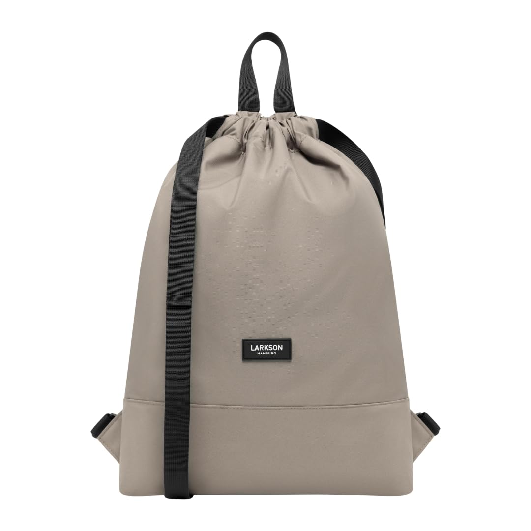 LARKSON Drawstring Bag Women & Men Grey - No 7 - Gym Bag for Girls & Boys - Sports Sack with Inside Pocket - Water-Repellent