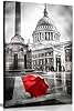 Red Umbrella At St Pauls Cathedral Canvas Wall Art Picture Print (18x12in) #1