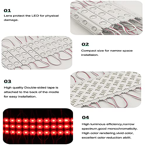 Image of LED Module, 100pcs 49.8 Ft 5730 SMD 150LM Per LED Module IP65 Waterproof Decorative Light for Advertising Signs with Tape Adhesive Backside (Red Light)
