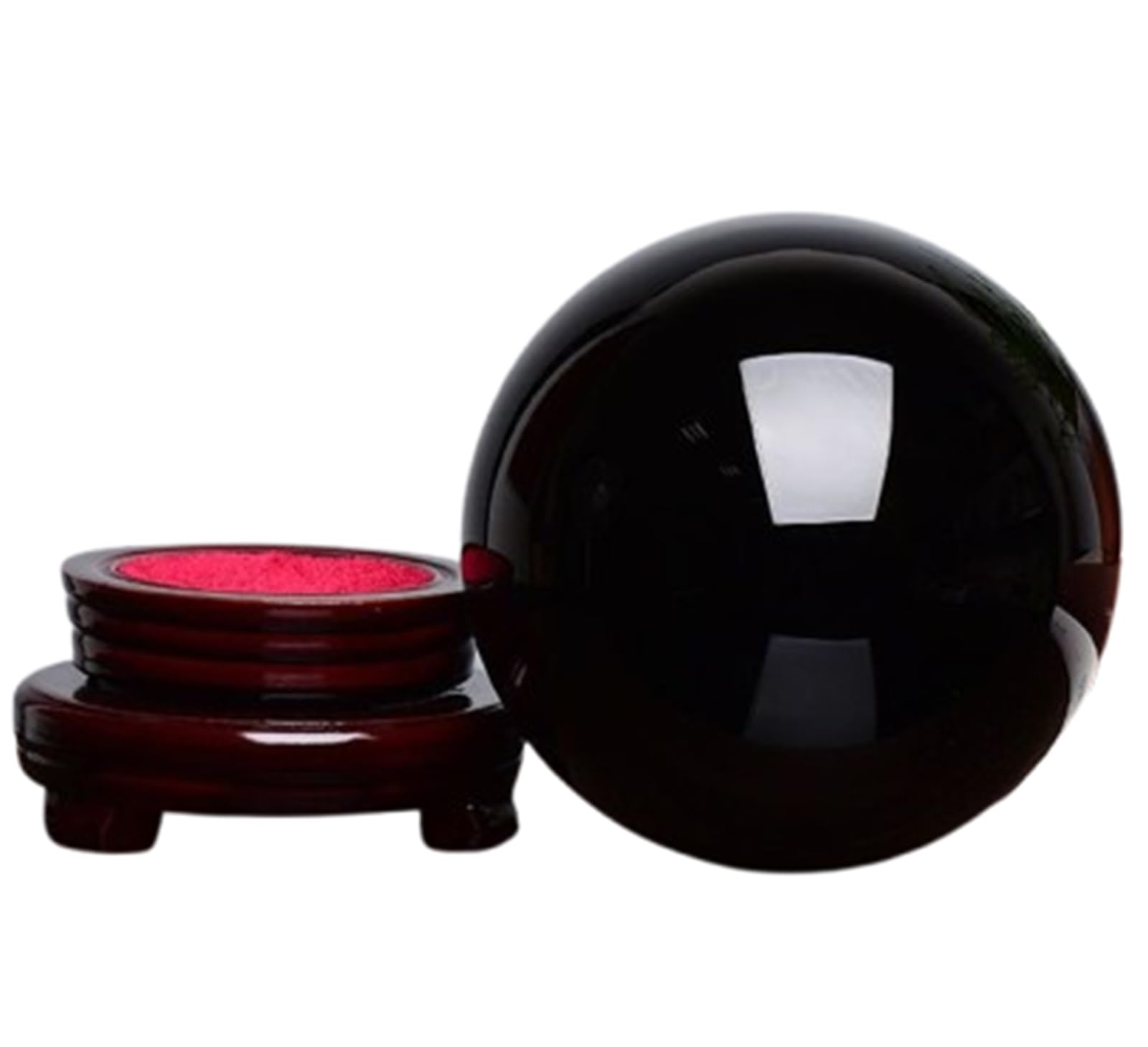 FOPURE Home Decor Fengshui Obsidian Crystal Sphere Black Ball with Stand Divnation for Decorative,Gifts,15cm/5.9in