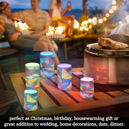 Image of Split Square Flameless Candles with Remote, Set of 2 Battery-Operated Pillar Candles for Home, Christmas, Party Decor
