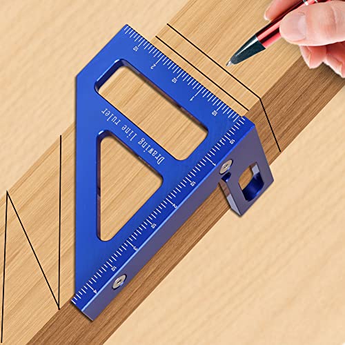 KETIPED Imperial 3D Multi-Angle Measuring Ruler,45/90 Degree Aluminum Alloy Woodworking Square Protractor, Miter Triangle Ruler High Precision Layout Measuring Tool for Engineer Carpenter,003B - Image 3