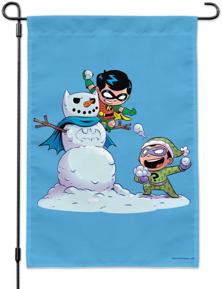 Robin and Riddler Snowball Fight Garden Yard Flag