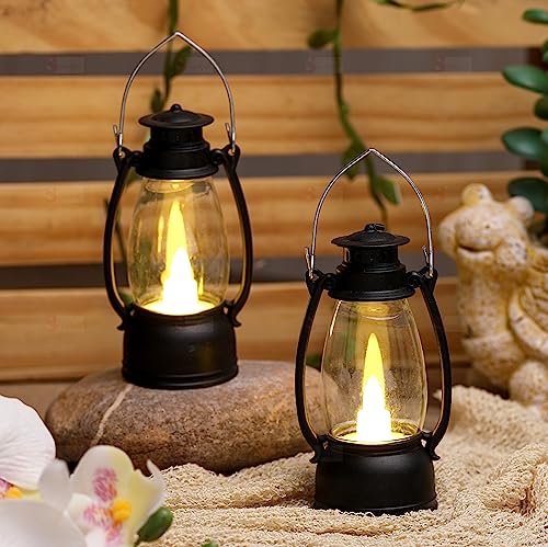 Satyam Kraft 2 Pcs Flameless And Smokeless Acrylic Antique LED Hurricane Lantern Lamp And Wall Hanging Led Candle Light Holder For Rs. 249 @ 79 %
