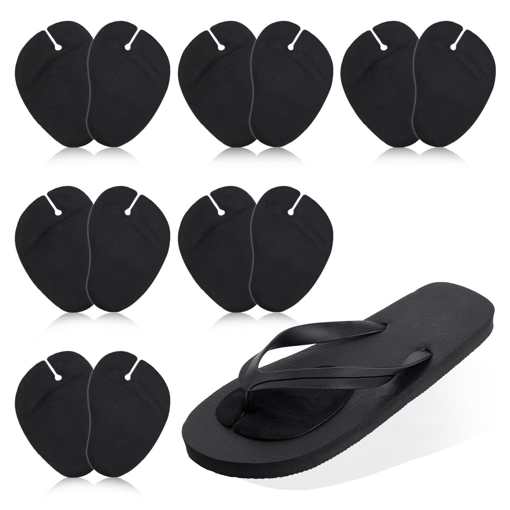 AHANDMAKER 6 pares de protectores de dedos de piel sintética para sandalias de 2.75 x 3.94 pulgadas, cojín antideslizante para vacaciones en la playa, accesorios de agarre para pies, color negro