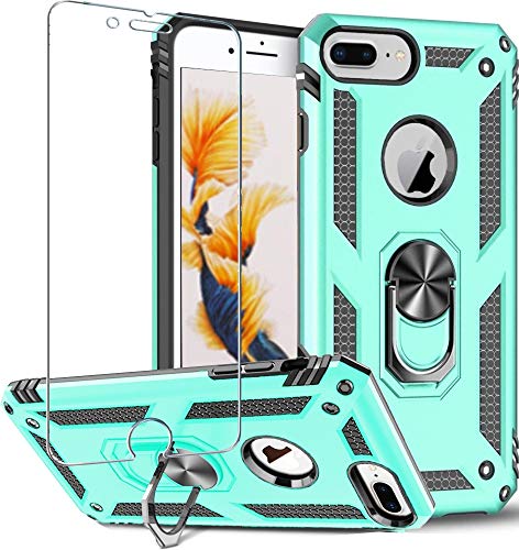Coque iPhone 6S Plus silicone TPU menthe anneau métal support 360 degrés