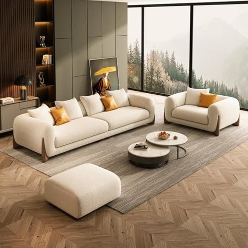 Image of Polyester Velvet Contemperory Sofa Set with Cushion Chaise Lounge, Sectional Sofa Perfect for Your Living Room,Guests Room & Office. (Beige, 3+1 & Puffy)