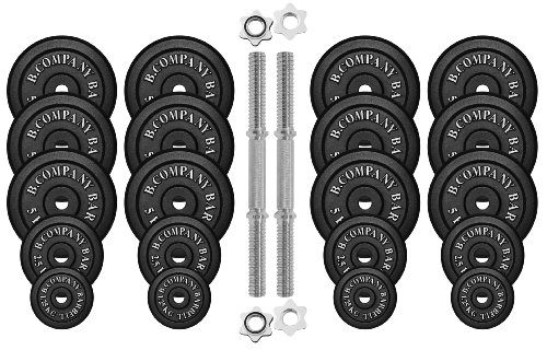 Guss Kurzhantel-Set 80Kg (2 x Kurzhantelstange 45cm, 4x1,25, 4x2,5 und 12x5Kg Hantelscheiben) Hantelset Hanteln Gewichte – Bild 3