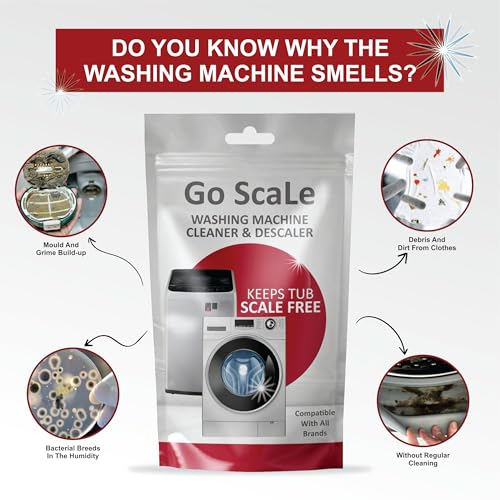 Image of Go ScaLe Washing Machine Cleaner & Descaling Powder, Descaler for top load and front load | Washing Machine Drum Cleaner & Tub Cleaner | Washing Machine Descaling Powder- 100 gm X 4 Pack