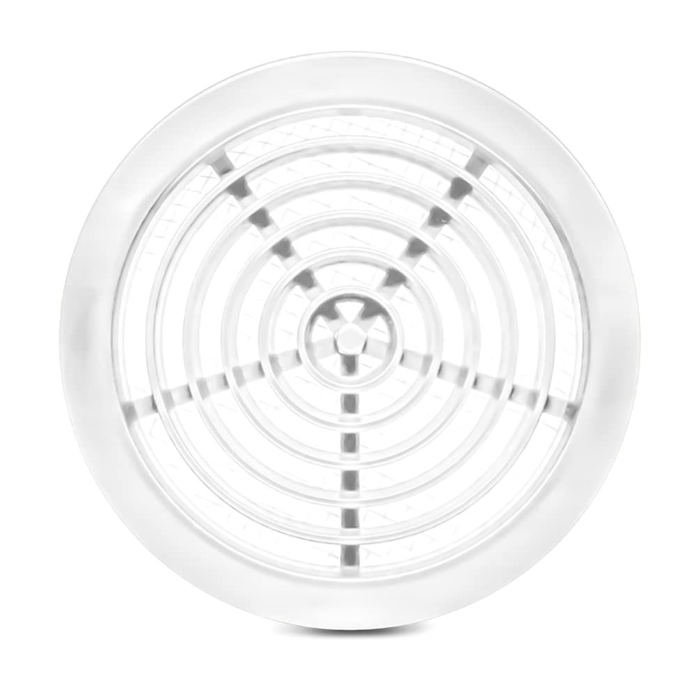 White Mini Round Air Vent Grille Ø 80mm with Flange and Fly Screen Ventilation Cover