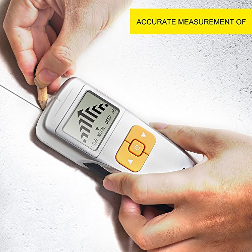 AOM Stud Finder Wall Scanner 4 in 1 Stud Detector Center Edge Finding Stud Locking With Stud Sensor Wood Metal Live AC Wire for Hang TV Mounts