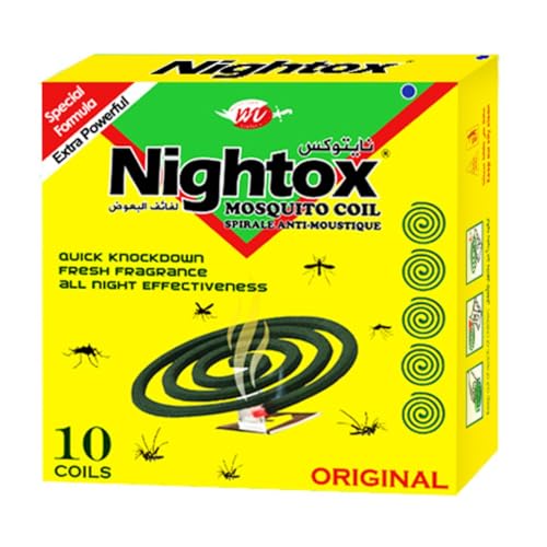 Nightox Mosquito Coil Yellow Box (10pcs/box) Effective Mosquito Repellent Long-Lasting Ideal for Outdoor & Indoor Use Odor-Free Protection