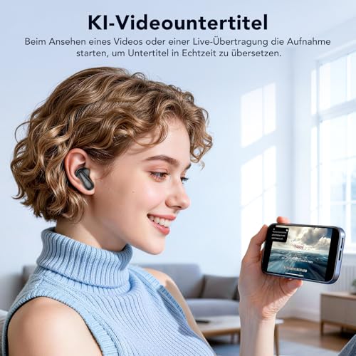 MS102 Ki Übersetzer Kopfhörer, 3-in-1 Übersetzungskopfhörer mit echtzeit übersetzung, 150 Sprachen Kopfhörer Übersetzer Echtzeit mit App, 50H Open Ear kopfhörer für iOS und Android, Reisen und Reisen
