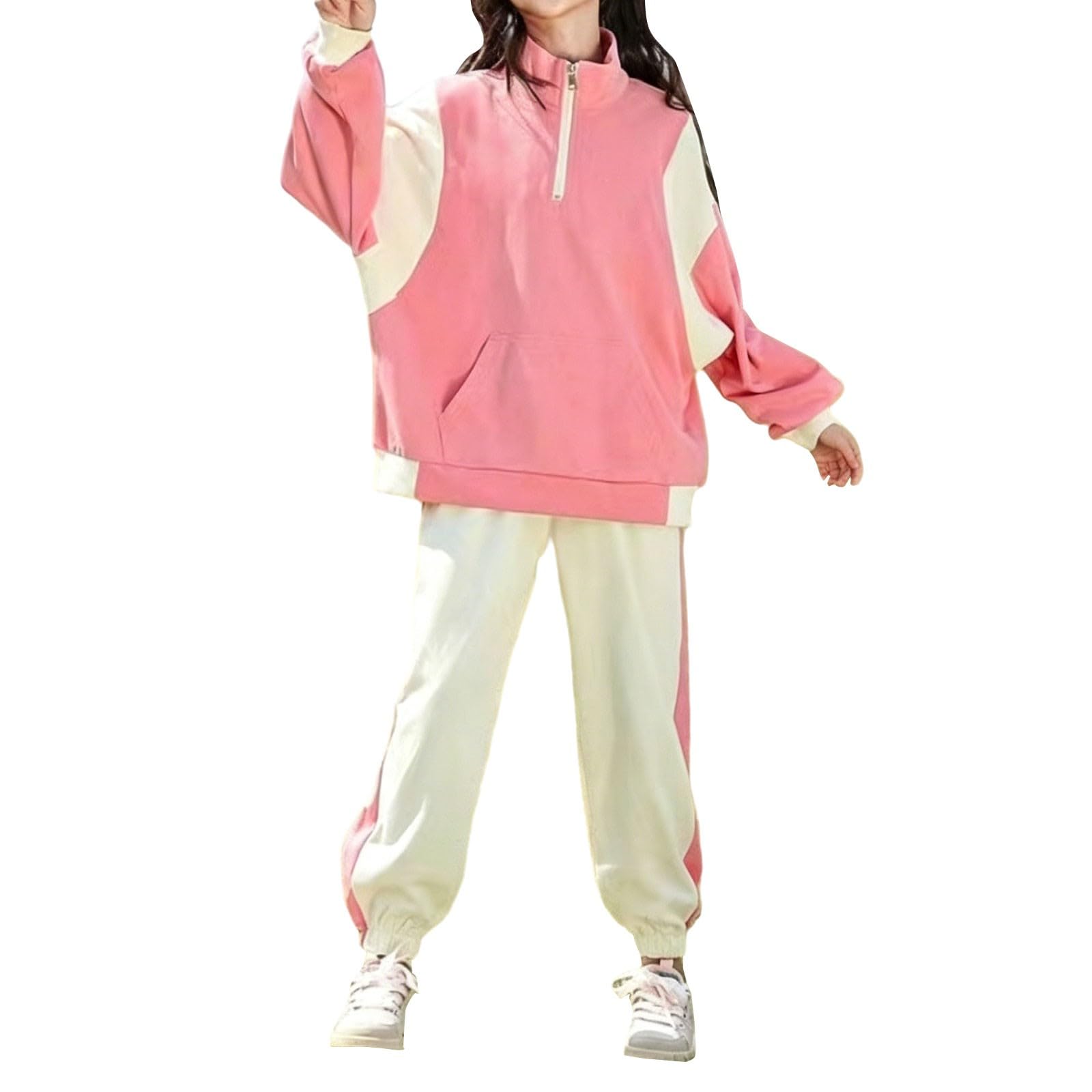 Mädchen-Trainingsanzug, halber Reißverschluss, Hoodie, Jogging-Set