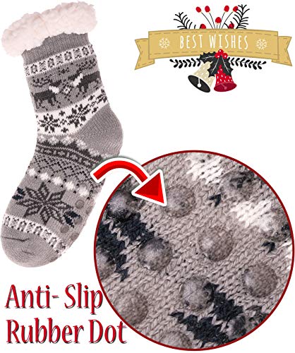 Image of MOGGEI Girls Slipper Fuzzy Socks Kids Boys Fluffy Fleece Lined Warm Plush Sherpa Winter Child Home Socks
