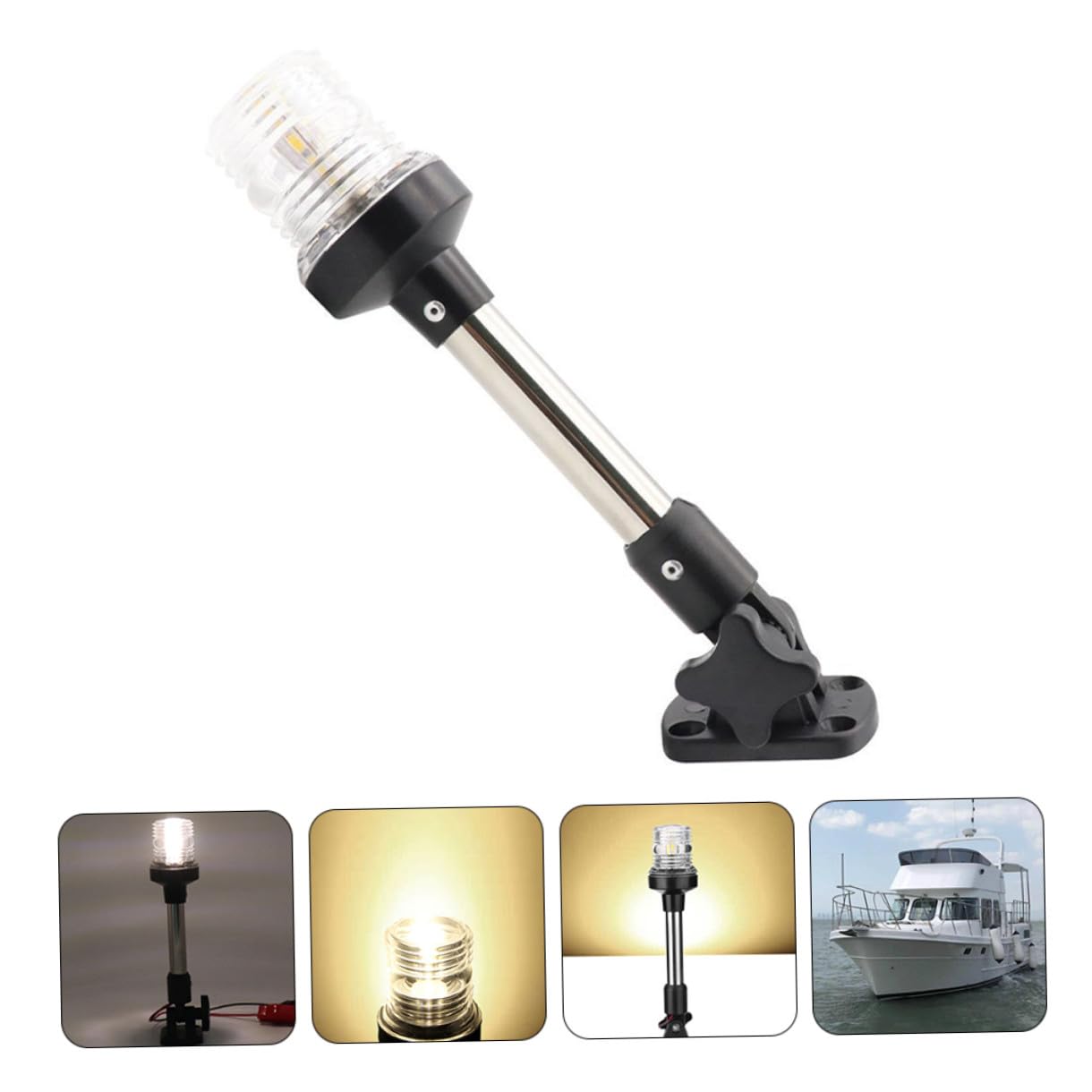 TOYANDONA LED Luce di Navigazione Barca 12vdc Bianca 360° 1 Pezzo | Flip-up Design 5w 2 Acrilico e Lega di Alluminio 4000-4500k per Yacht e Marine