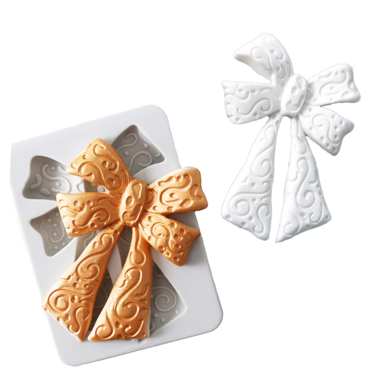 Anneome 3piezas Molde De Silicona Para Fondant Forma De Lazo Herramienta De Decoración De Pasteles Para Hornear Para Cumpleaños Bautizos y Bodas