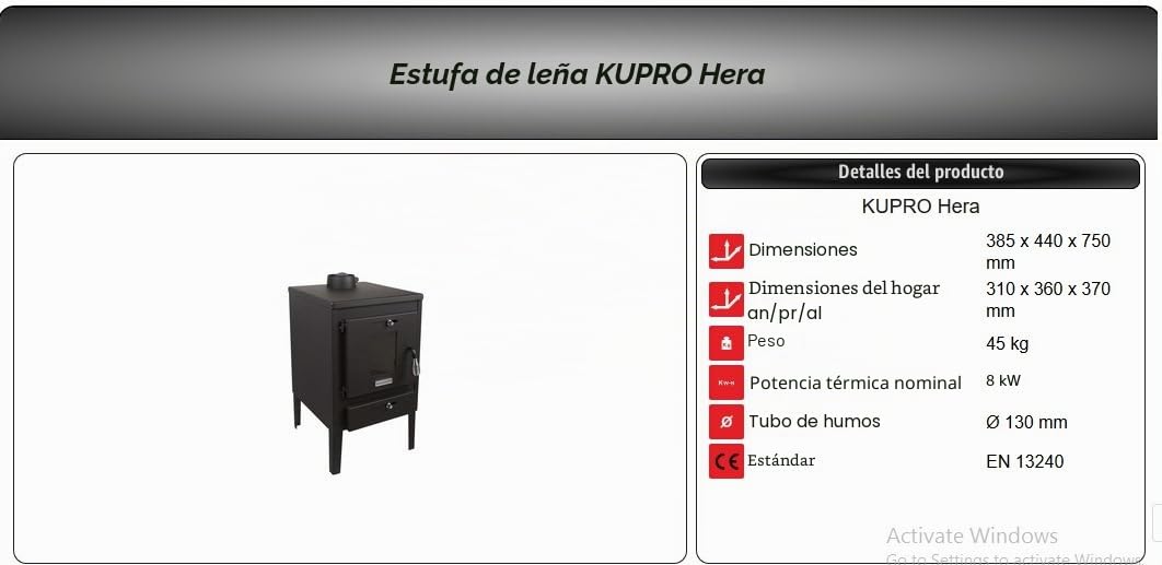 Chimenea de leña para estufa de leña Mini 8kw con tapa de acero y aleta