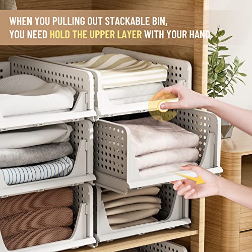 Pinkpum 6 Pack Closet Organizer Storage Bins Stackable Plastic Drawer Shelf - image 9