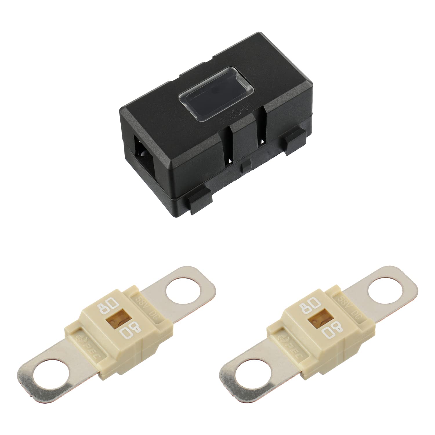 SIGANDG ANS Car Fuse Holder and 2pcs High Current Bolt-On Midi Fuses for Cars Trucks Vehicles(80A Amps)