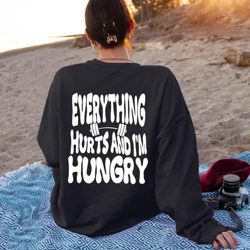 Lytiarul Funny Workout Gym Sweatshirts Women Oversized Weight Lifting Graphic Long Sleeves Shirts Casual Gym Lover Tops(Black,XL) - Thumbnail 2
