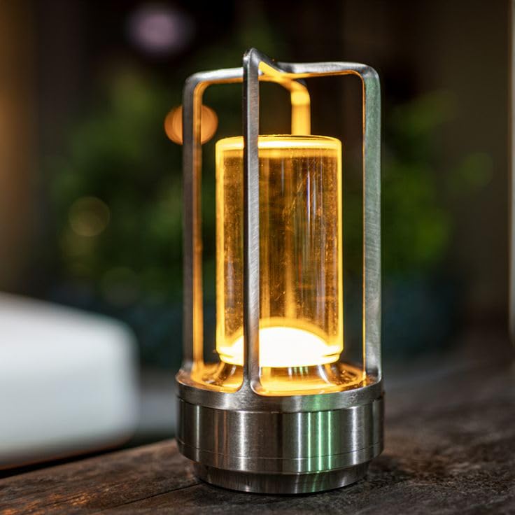 wireless led touch table lamp light with 3 color step less dimming by touch - chic indoor and outdoor table lamp with stylish rounded design for home