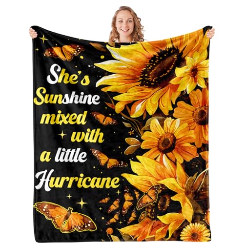 Sunflower Throw Blanket 50"x60" - Soft Fleece Blankets for Women,