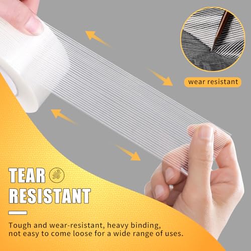 Image of Filament Strapping Tape, 2 Inch x 55 Yards, Mono Fiberglass Transparent Reinforced Packing, Heavy Duty Wearproof Tape for Packing and Shipping