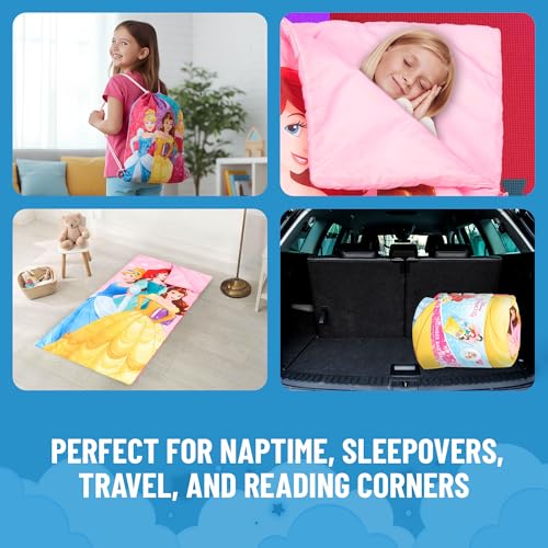 Image of Jay Franco Disney Princess Trip Slumber Sack - Cozy & Warm Kids Lightweight Slumber Bag /Sleeping Bag - Featuring Ariel, Belle, and Cinderella