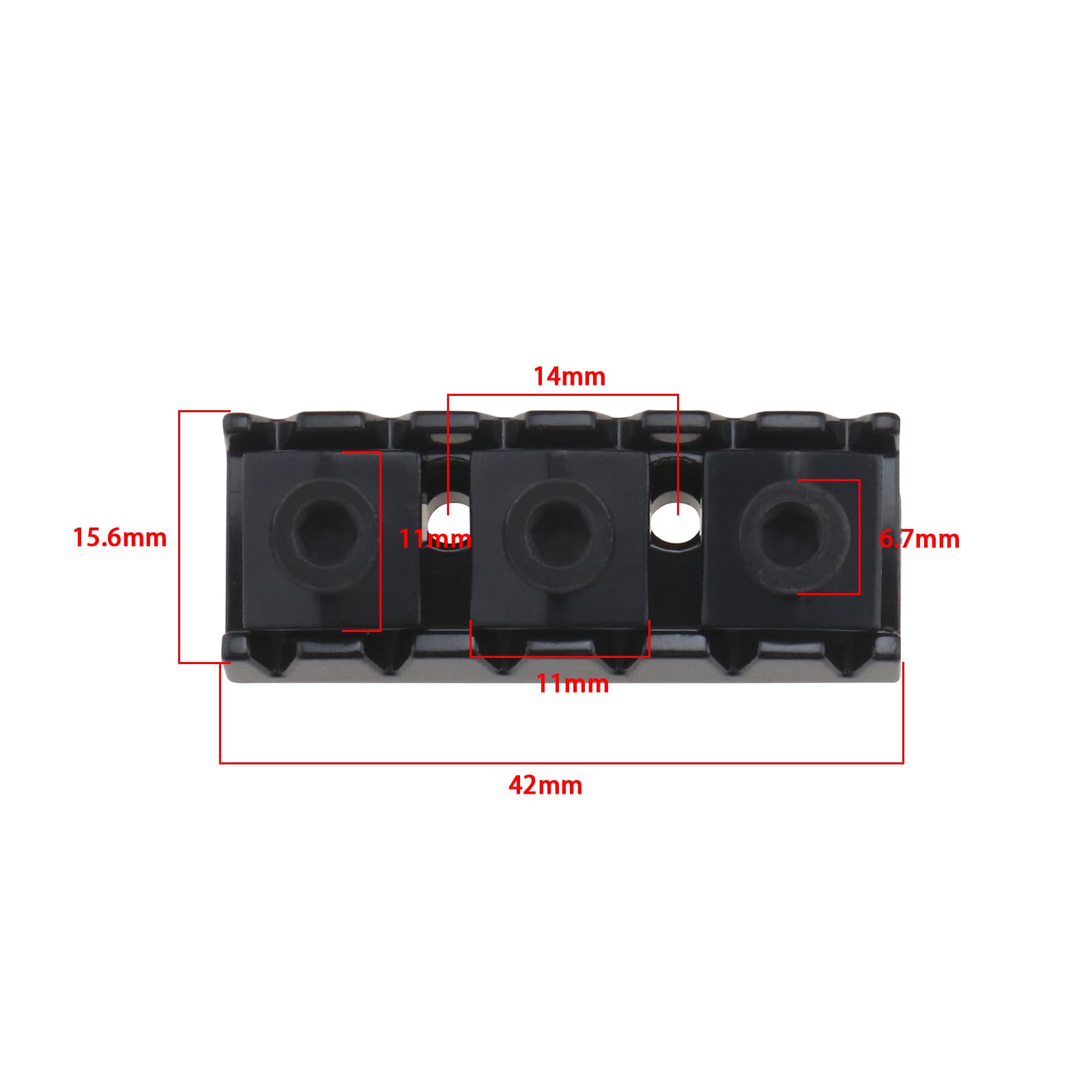 YINETTECH 42mm Guitar Metal String Locking Nut with Mounting Screws and Wrench Compatible with FLOYD ROSE Tremolo Double Locking System Black - Image 4