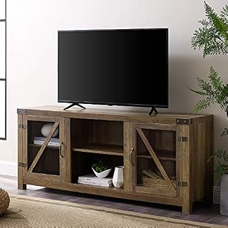 Walker Edison Farmhouse Barn Glass Door Wood Universal TV Stand for TV's up