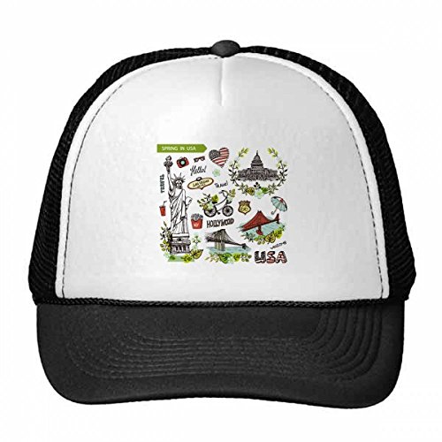 Chapeau de maille nylon trucker ajustable motif graffiti USA pour homme et femme