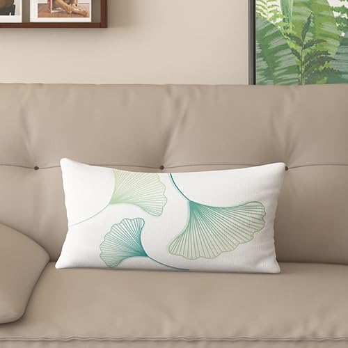 Miniatura 7 de Funda de almohada de mezcla de algodón y lino de estilo nórdico con patrón de hojas de ginkgo, funda de cojín para sofá del hogar, funda de almohada