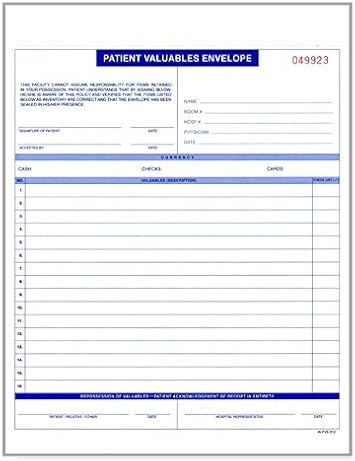 Patient Valuables Envelopes 500 Count